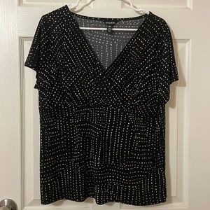 Women’s Size X-Large, George, Black Blouse with White Dots